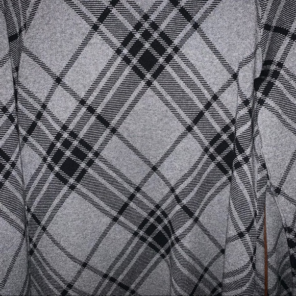 Women’s M JONES NEW YORK COLLECTION Gray Plaid Open Front Sweater Coat Business - Picture 8 of 9